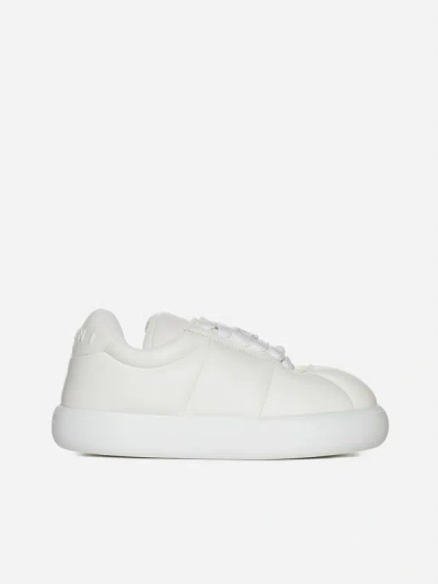 Shop Marni Leather Sneakers In Lily White