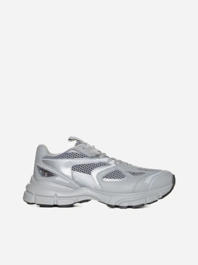 Shop Axel Arigato Marathon Runner Leather And Mesh Sneakers In Grey,silver