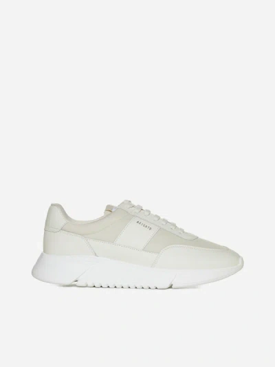 Shop Axel Arigato Genesis Vintage Runner Leather Sneakers In Beige,white