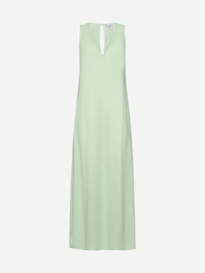 Shop Forte Forte Viscose Georgette Long Dress In Ice Lime