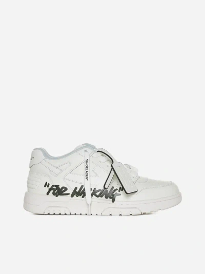 Shop Off-white Out Of Office “for Walking” Leather Sneakers In White,black