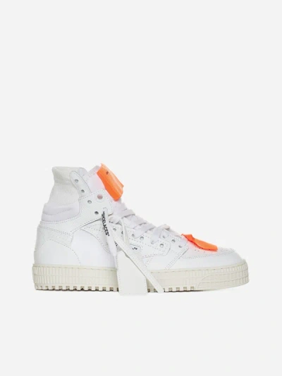 Off-white White 3.0 Off Court Leather Sneakers In White,orange