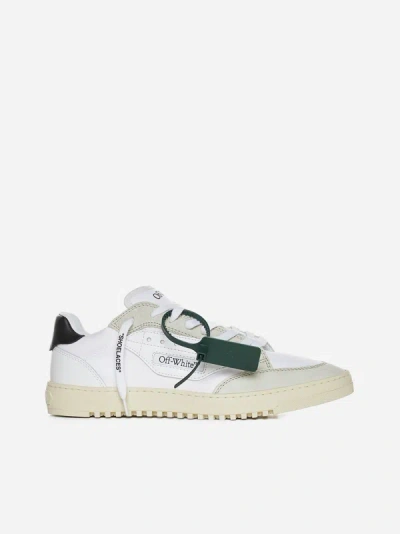 Shop Off-white Leather And Canvas 5.0 Sneakers In White,black