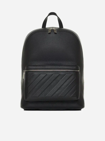 Shop Off-white Diag Leather Backpack In Black