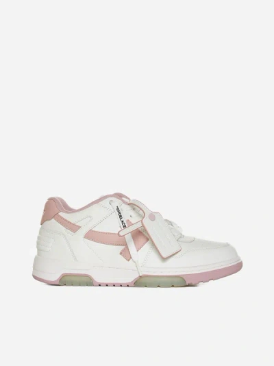 Shop Off-white Out Of Office Leather Sneakers In White,pink