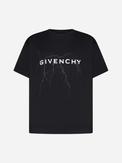 Shop Givenchy Logo And Print Cotton T-shirt In Black