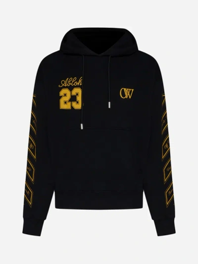 Shop Off-white Ow 23 Cotton Hoodie In Black,gold Fusion