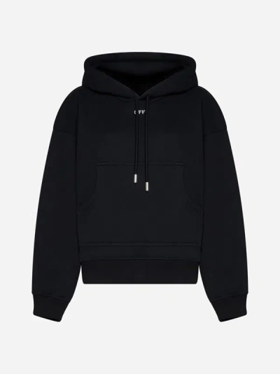 Off-white Off White Logo Cotton Hoodie In Black,white