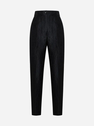 Shop Dolce & Gabbana Brocade Trousers In Black