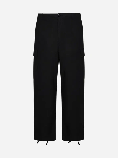Shop Kenzo Cotton Cargo Workwear Trousers In Black