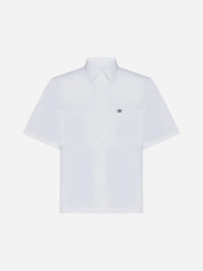 Shop Off-white Logo Cotton Shirt In White,black