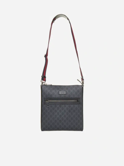 Shop Gucci Gg Supreme Fabric Messenger Bag In Black,grey