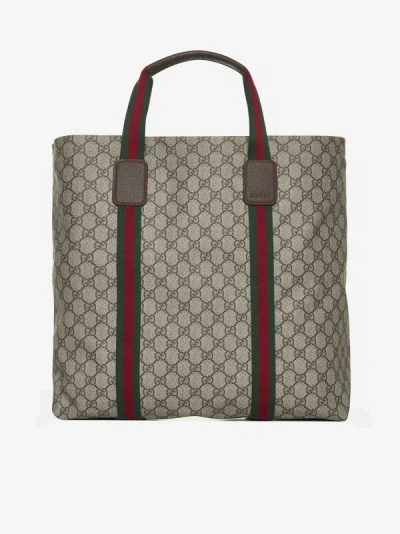 Shop Gucci Gg Tender Canvas Medium Tote Bag In Beige,ebony