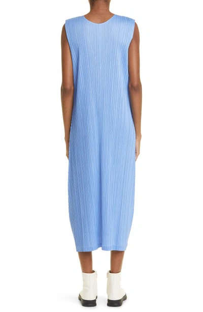 Shop Issey Miyake Monthly Colors December Pleated Midi Dress In Steel Blue