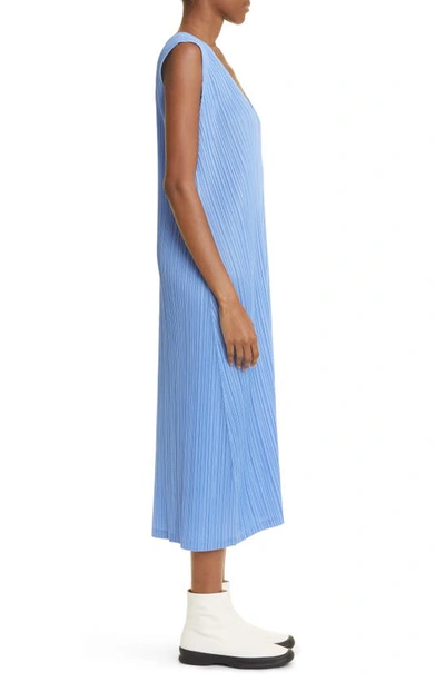 Shop Issey Miyake Monthly Colors December Pleated Midi Dress In Steel Blue