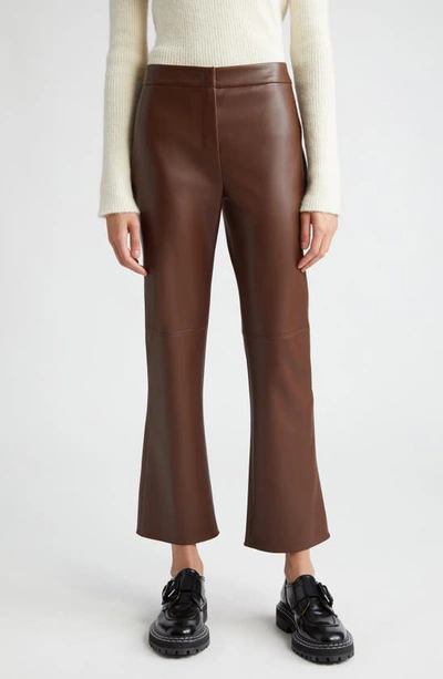 Shop Max Mara Sublime Coated Jersey Flare Leg Ankle Pants In Tobacco