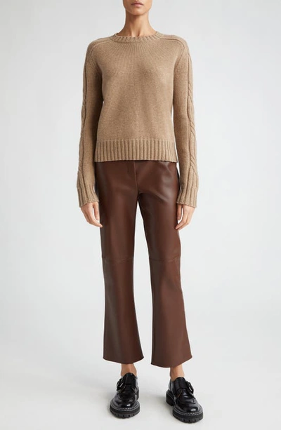 Shop Max Mara Sublime Coated Jersey Flare Leg Ankle Pants In Tobacco