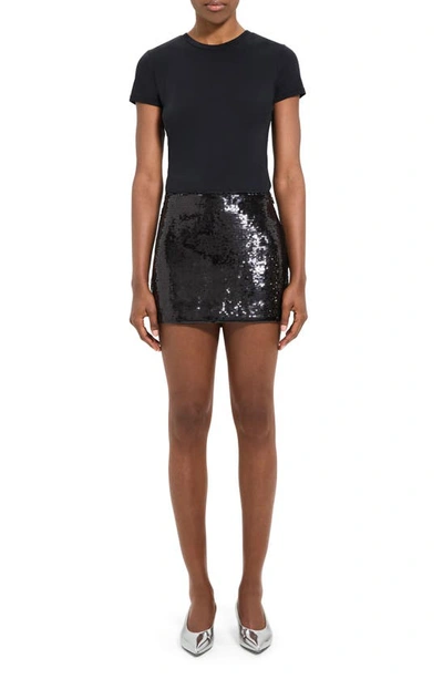 Theory Sequin Slice Mini Skirt In Black