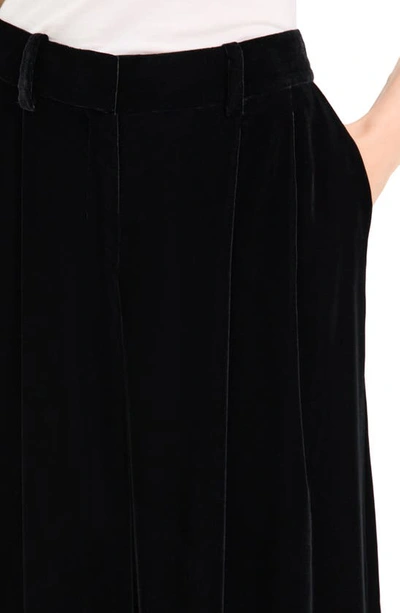 Shop Theory Stretch Low Rise Wide Leg Velvet Pants In Black