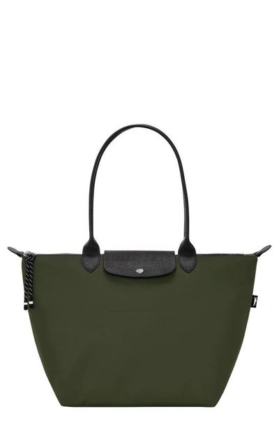 Shop Longchamp Large Le Pliage Green Recycled Canvas Tote In Khaki