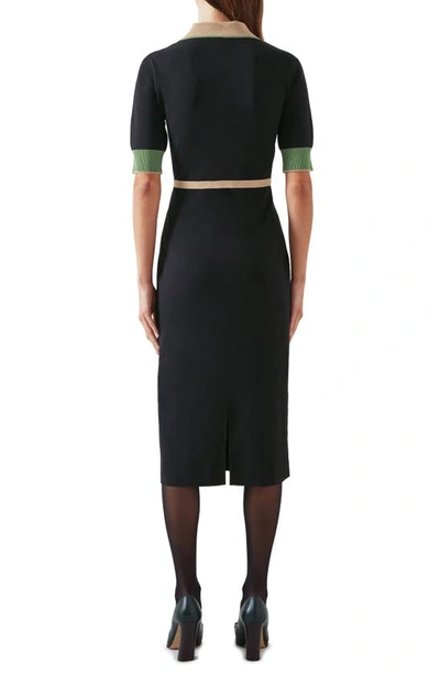 Shop Lk Bennett Rosey Colorblock Polo Sweater Dress In Black Multi
