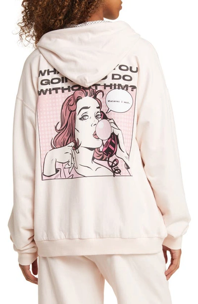 Shop Boys Lie Without Him Zip Graphic Hoodie In Pink