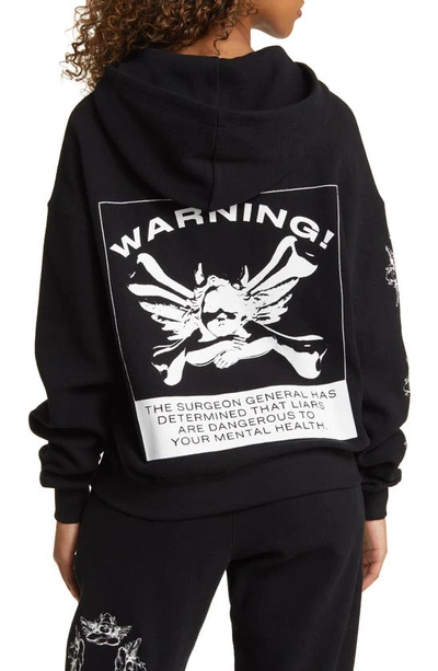 Shop Boys Lie Up In Smoke Cotton Graphic Hoodie In Black