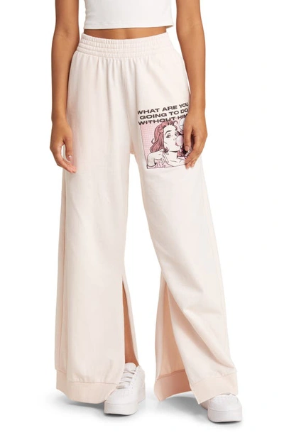 Shop Boys Lie What Are You Going To Do Cotton Wide Leg Sweatpants In Pink