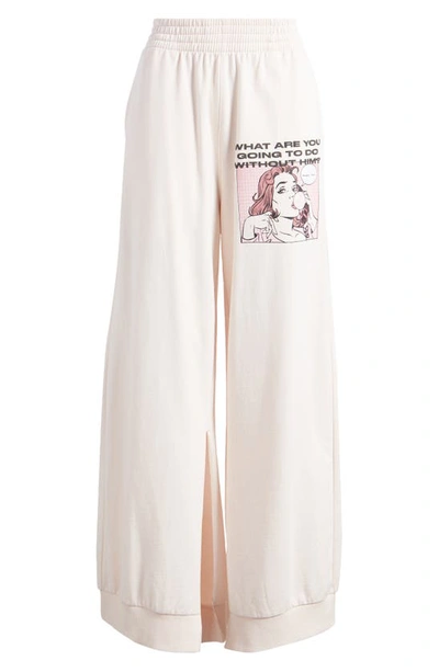 Shop Boys Lie What Are You Going To Do Cotton Wide Leg Sweatpants In Pink