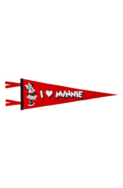 Shop Oxford Pennant X Disney I Heart Minnie Felt Pennant Flag In Red