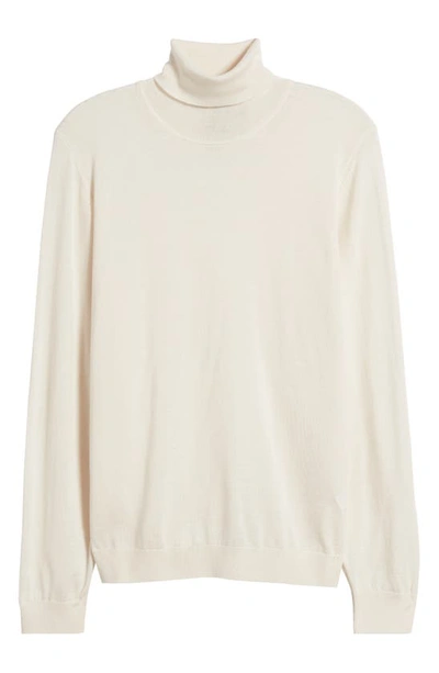 Hugo Boss Boss Musso Virgin Wool Turtleneck Sweater In Open White