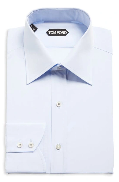 Tom Ford Spread-collar Slim-fit Cotton-poplin Shirt In Light Blue