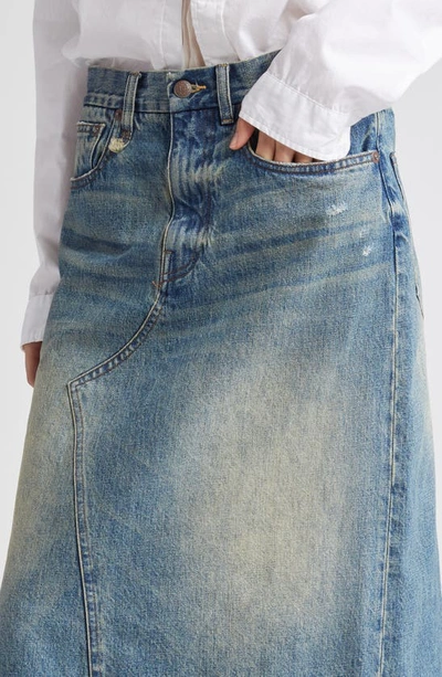 Shop R13 Jesse Destroyed Hem Denim Skirt In Clinton Blue