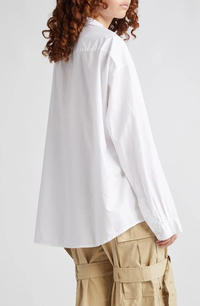 Shop R13 Buckled Strap Cotton Button-up Shirt In White