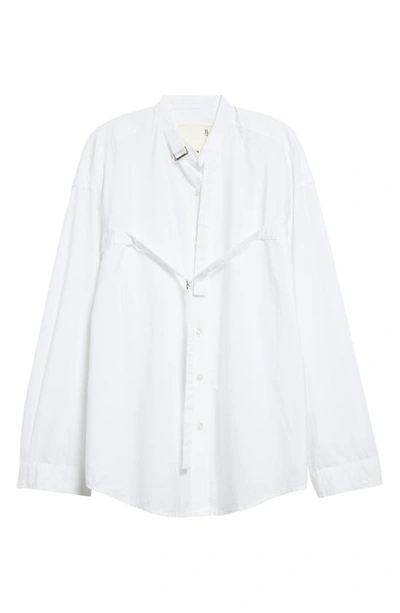 Shop R13 Buckled Strap Cotton Button-up Shirt In White