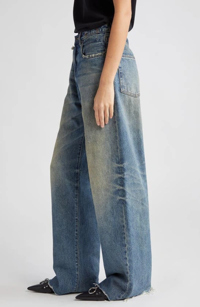 Shop R13 D'arcy Distressed Loose Wide Leg Jeans In Clinton Blue