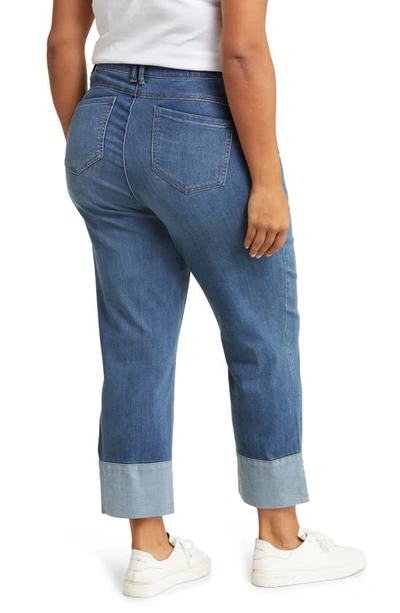Shop Wit & Wisdom 'ab' Solution Round Up High Waist Two Tone Ankle Jeans In Mid Blue