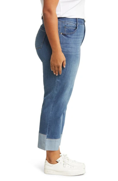 Shop Wit & Wisdom 'ab' Solution Round Up High Waist Two Tone Ankle Jeans In Mid Blue