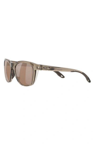 Shop Costa Del Mar Aleta 54mm Mirrored Polarized Round Sunglasses In Crystal Beige