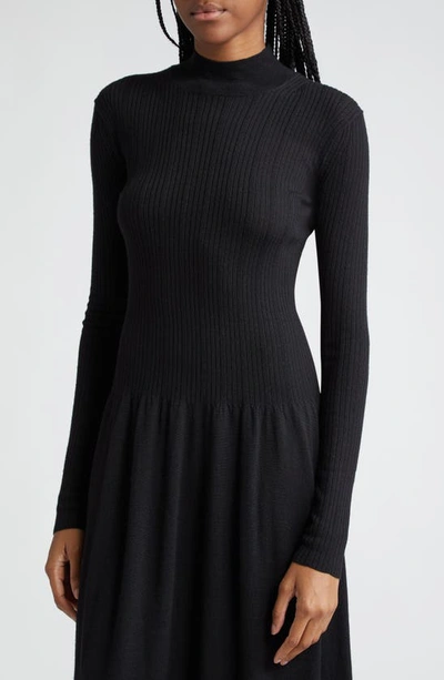 Shop Proenza Schouler Lila Ombré Detail Long Sleeve Merino Wool Sweater Dress In Black/ Ash