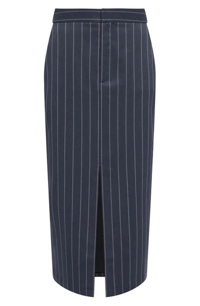 Shop L Agence L'agence Madonna Pinstripe Midi Pencil Skirt In Charcoal Pinstripe