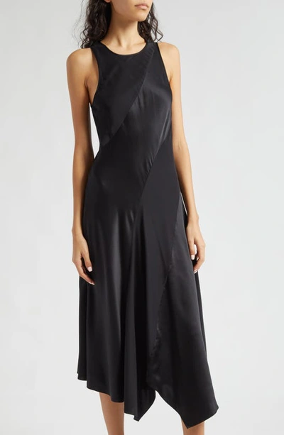 Shop Cinq À Sept Solana Asymmetric Hem Sleeveless Silk Maxi Dress In Black