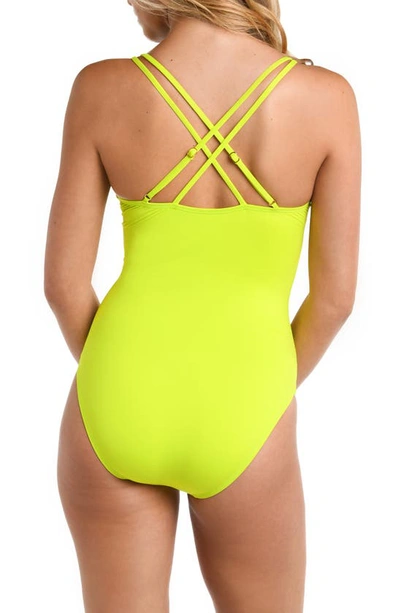 Shop La Blanca Lace-up Underwire One-piece Swimsuit In Bright Lime
