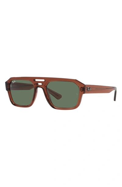 Ray Ban Corrigan Irregular 54mm Rectangular Sunglasses In Transparent Brown