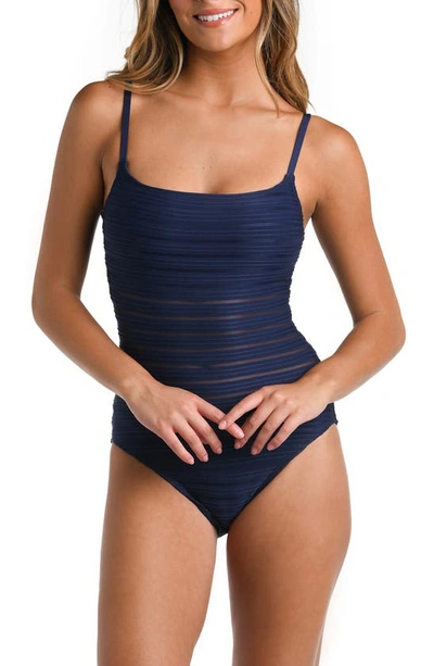 Shop La Blanca Illusion Stripe One-piece Swimsuit In Indigo
