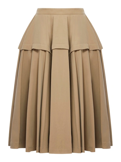 Shop Bottega Veneta Compact Cotton Skirt In Nude & Neutrals