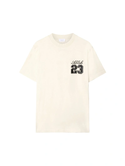 Shop Off-white T-shirt With Embroidery In Nude & Neutrals