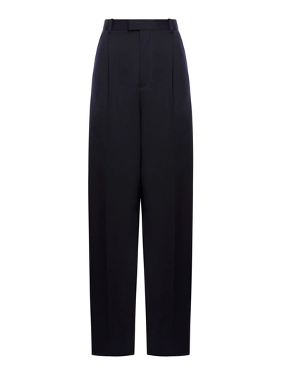 Bottega Veneta Women Midnight Blue Wool Wide-leg Pant In Black