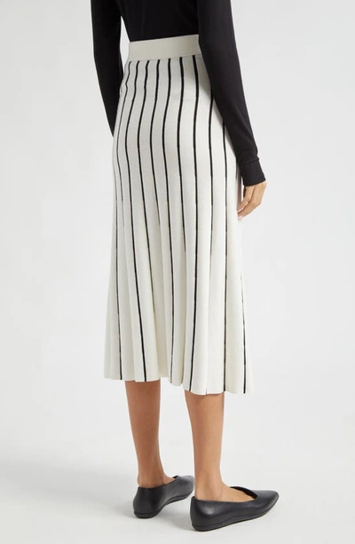 Shop Atm Anthony Thomas Melillo Stripe Cotton Blend Skirt In Chalk/ Black