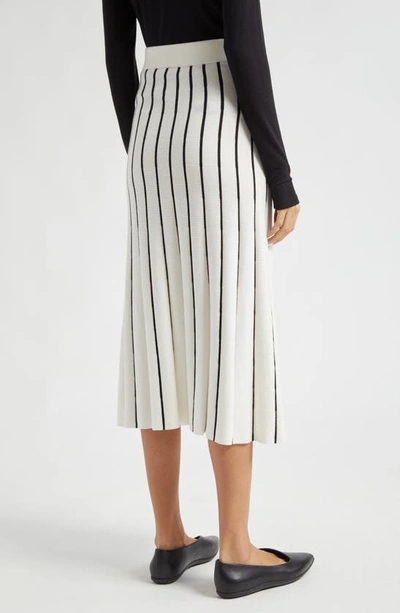 Atm Anthony Thomas Melillo Stripe Cotton Blend Skirt In Chalk/ Black
